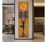 CAOXTART Tall Narrow Canvas Painting, Yoga Wall Art: Meditation Tree Canvas Print, Boho Yoga Studio Decor Posters and Prints(20x60cm/Frameless)