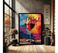 CAOXTART Wine Glass Canvas Wall Art - Modern Abstract Posters and Prints, Minimalist Nordic Style Painting, for Home Kitchen Decor(60x90cm/Inner Frame)