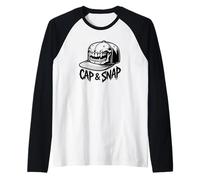 Cap and Snap Skull Snapback Teeth Hip Hop Street Rapper Raglan Baseball Tee
