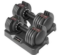 CAP Barbell ADJUSTABELL® 25lb Adjustable Dumbbells with Contoured Full Twist Handle, Honeycomb Handle, Black Handle
