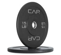 CAP Barbell Budget Olympic Bumper Plate Set with Gray Logo, Black, 15 lb Pair