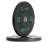 CAP Barbell Budget Olympic Bumper Plate Set with Green Logo, Black, 25 lb Pair