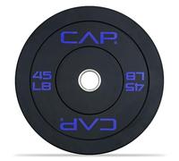 CAP Barbell Budget Olympic Bumper Plate with Blue Logo, Black, 45 lb Single