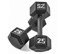 Cap Barbell Cast Iron Hex Dumbbell (Pair), Black, 25 lb
