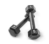 Cap Barbell Cast Iron Hex Dumbbell (Pair), Black, 5 lb