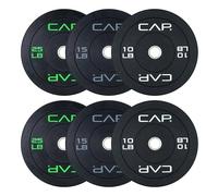 CAP Barbell Economy Olympic Bumper Plate Set with Color Logo, Black, 100 lbs Set