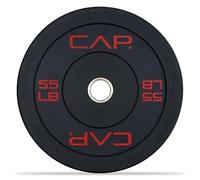 CAP Barbell Economy Olympic Bumper Plate with Red Logo, Black, 55 lb Single