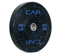 CAP Barbell Economy - Speckled Olympic Bumper Plate with Blue Logo, Black, 45 lb Single