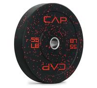 CAP Barbell Economy - Speckled Olympic Bumper Plate with Red Logo, Black, 55 lb Single