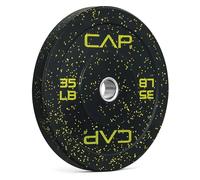 CAP Barbell Economy - Speckled Olympic Bumper Plate with Yellow Logo, Black, 35 lb Single