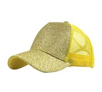 Cap for Girls Trucker Ponytail Hat Messy Buns Glitter Plain Baseball Cap Unisex Visor Baseball Caps Men Hat Baseball Cap (Yellow, One Size)