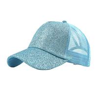 Cap for Girls Trucker Ponytail Hat Messy Buns Glitter Plain Baseball Cap Unisex Visor Baseball Caps Men Hat Baseball Cap (Light blue, One Size)