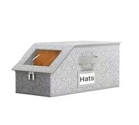 Cap Holder - Stackable Hat Organizer | Large Storage Box with Lid & Dividers for 24 Caps Beanies and Accessories, Foldable Space Saving Containers for Dorm Hall Car or Camping Setup