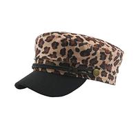 Cap Navy Top Women's Flat Retro Print Hat Beret Leopard Casual Baseball Caps (Beige, One Size)