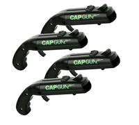 Cap Shooting Bottle Opener Gun - Launches Caps for World Cup Parties, BBQs & Adult Gatherings, Fun Gadget for Men, Unique Gag Gift for Sports Events (4PC Black)
