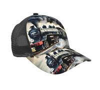 Cap Steam Train Clouds Tennis Cap Distressed Plain Baseball Cap Washed Sun Visor Hat for Boys, Ladies, Men