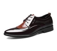 Cap Toe Oxfords Lace Up Lug Sole Business Commuting Work Office Dress Shoes Versatile Casual(Marrone,8 UK)