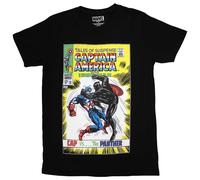 Cap Vs The Panther Comic Cover T-Shirt Marvel Comics Black XXL
