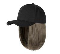 Cap with Extensions Straight Short Bob Hairstyle Removable Wig Hat for Woman Girl Ash Blonde Mix Bleach Blonde Breathable Hat (G, One Size)