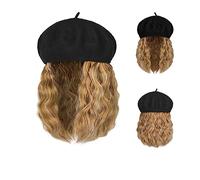 Cap with Hair Extensions for Women Baseball Cap Short Wig Curly Synthetic Baseball Cap Hair Wig Natural Black Hat Wigs Naturally Synthetic Adjustable Hat Wig for Women(14)