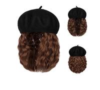 Cap with Hair Extensions for Women Baseball Cap Short Wig Curly Synthetic Baseball Cap Hair Wig Natural Black Hat Wigs Naturally Synthetic Adjustable Hat Wig for Women(15)