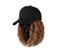 Cap with Hair Extensions for Women Baseball Cap Short Wig Curly Synthetic Baseball Cap Hair Wig Natural Black Hat Wigs Naturally Synthetic Adjustable Hat Wig for Women(6)