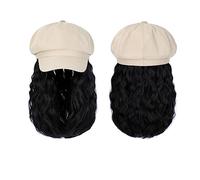Cap with Hair Extensions for Women Cap Hat Wig 10 Inch Wavy Curly Synthetic Wigs Natural Baseball Hat Wigs Hat Attached Synthetic Hair Extensions Hat Wig for Women(1)