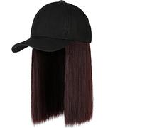 Cap with Hair Extensions for Women Cap Synthetic Wig Hair Extensions Hair Wigs For Women Short Straight Bob High Temperature Fiber Adjustable Hip Hop Baseball Cap Hat Wig for Women(2)