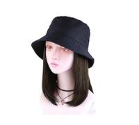 Cap with Hair Extensions for Women Hat Synthetic With Hair Cap Fashion Short Straight Fall Autumn Hat Wigs For Women Clip On Hair Extensions Hat Wig for Women(Color:4)