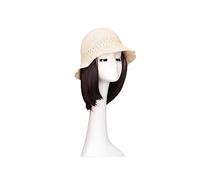 Cap with Hair Extensions for Women Hat Women Summer Sun Hats White Bucket Hat With Wig Hairpiece For Women Fake Hair Wave Fit Cap Girls Hat Wig for Women(Color:E)