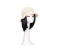 Cap with Hair Extensions for Women Hat Women Summer Sun Hats White Bucket Hat With Wig Hairpiece For Women Fake Hair Wave Fit Cap Girls Hat Wig for Women(Color:D)