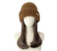 Cap with Hair Extensions for Women Knitted Hat Wig Cap, Women's Wig Cap, Natural Looking Synthetic Heat Resistant Fiber Wig, Suitable For Outdoor Leisure Hat Wig for Women(Color:01)