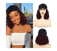Cap with Hair Extensions for Women Short Wavy Bob Hat Sythetic Wig For Women Adjustable High Temperature Fiber Water Wave Hair Extensions Baseball Cap Hat Wig for Women(Color:6)