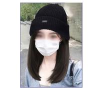 Cap with Hair Extensions for Women Women's Wig Hats, Knitted Hat Wig Hats, Medium And Long Hair Wig Hats, Natural And Realistic Wig Hats, Suitable For Outdoor Leisure Hat Wig for Women(Color:01)