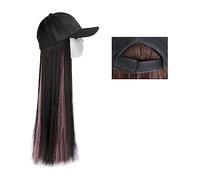 Cap with Hair Long Straight Hat Wig Highlight Hair Wigs Natural Connect Synthetic Baseball Cap Hair Wig Hat Wig Adjustable For Women Wig Cap(9)