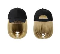 Cap with Wig Baseball Cap Wig Synthetic Hat With Hair Wig Natural Black Wigs Naturally Cap With Wig Hat Wigs Bobo Adjustable For Women Hat with Hair(Color:15)