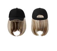 Cap with Wig Baseball Cap Wig Synthetic Hat With Hair Wig Natural Black Wigs Naturally Cap With Wig Hat Wigs Bobo Adjustable For Women Hat with Hair(Color:11)