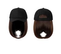 Cap with Wig Baseball Cap Wig Synthetic Hat With Hair Wig Natural Black Wigs Naturally Cap With Wig Hat Wigs Bobo Adjustable For Women Hat with Hair(Color:13)