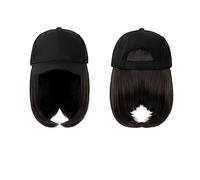 Cap with Wig Baseball Cap Wig Synthetic Hat With Hair Wig Natural Black Wigs Naturally Cap With Wig Hat Wigs Bobo Adjustable For Women Hat with Hair(Color:16)