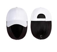 Cap with Wig Baseball Cap Wig Synthetic Hat With Hair Wig Natural Black Wigs Naturally Cap With Wig Hat Wigs Bobo Adjustable For Women Hat with Hair(Color:8)