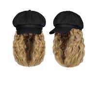 Cap with Wig Cap Hat Wig 10 Inch Wavy Curly Synthetic Wigs Natural Baseball Hat Wigs Hat Attached Synthetic Hair Extensions Hat with Hair(Color:6)