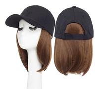 Cap with Wig Synthetic 6inch Baseball Wig Bob Wig Black Hat Wigs Cap with Hair Naturally Connect Bob Hair Adjustable Baseball Cap Hat with Hair(Color:6)