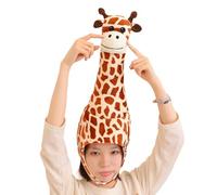Capacal Giraffe Animal Head Cape Giraffe Three Dimensional Cute Hat for Kids Plush Party Headwear for Role Play Cosplay Cape with Funny Animals