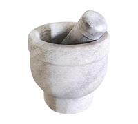Capacitea 6935517115463 Heavy Duty Stone Mortar and Pestle Set for Grinding Spices Crushing Herbs, White, Large, 14.5cm Diameter, 14.2cm Height