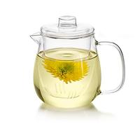 CAPACITEA Clear Glass Teapot with Removable Clear Infuser, 600ml Heat-Resistant Teapot for Flowering Tea, Loose Leaf Tea, Hot/Iced Beverage