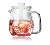 CAPACITEA Clear Glass Teapot with Removable Transparent Infuser, 600ml Borosilicate Teapot for Flowering Tea, Loose Leaf Tea, Hot/Iced Beverage, WG3