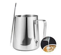 CAPACITEA Stainless Steel Milk Frothing Jug, 350ml 12fl.oz Milk Pitcher Handheld with Measurement for Making Latte Cappuccino at Home