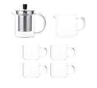 CAPACITEA WS1 Teapot Gift Set 400ml with Heat Resistant Stainless Steel Infuser, 1 Serving 300ml, 4 Tasting Cup 60ml, Borosilicate Glass Advanced