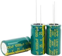 Capacitor kit 100pcs~20pcs 25V10000UF 10000UF 25V High Frequency Low Resistance Electrolytic Capacitors 18 * 35MM capacitors Control circuit (Size : 100PCS)