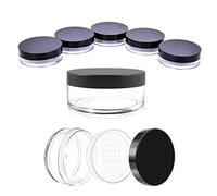 Capacity 50 ml Empty Reusable Plastic Loose Powder Compact Container DIY Makeup Powder Case with Sifter and Lined Screw Lid,Pack of 6